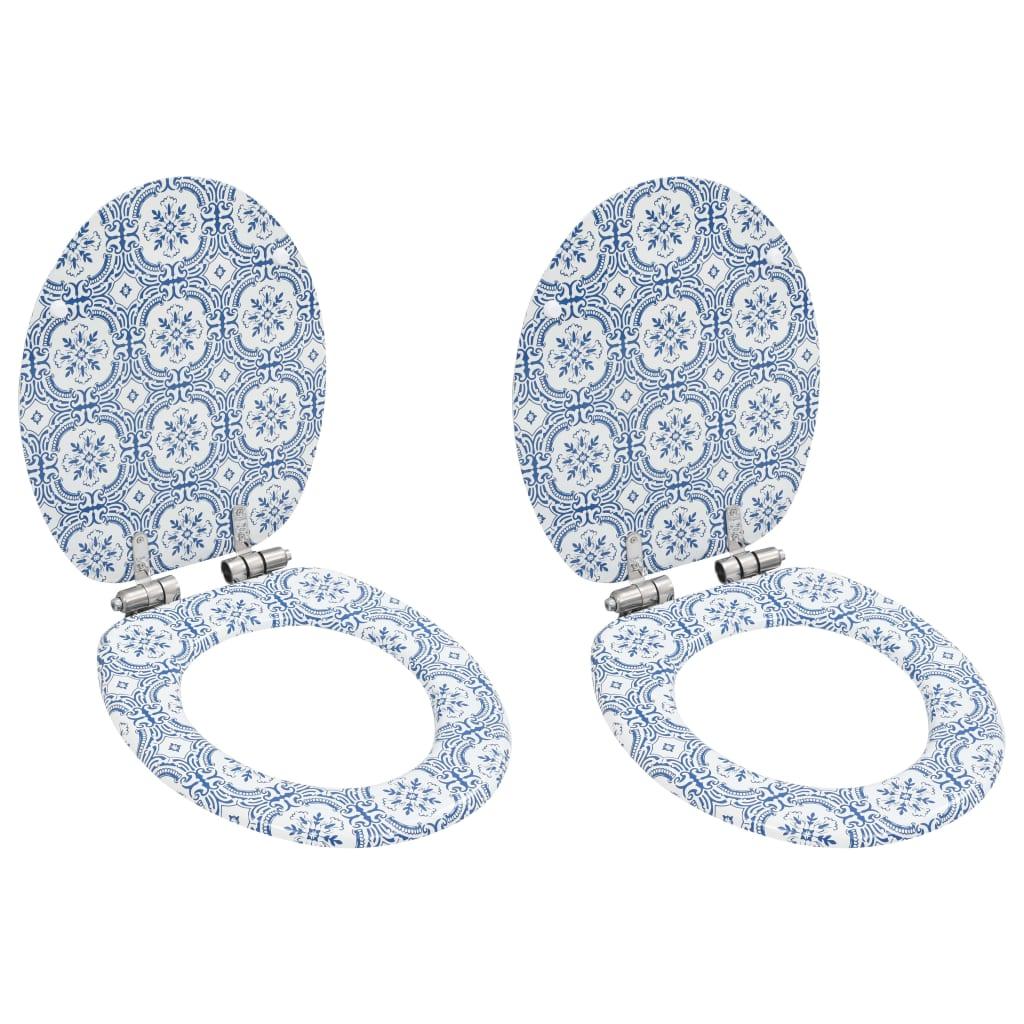 Toiletsæder 2 stk. med soft close-låg MDF porcelændesign