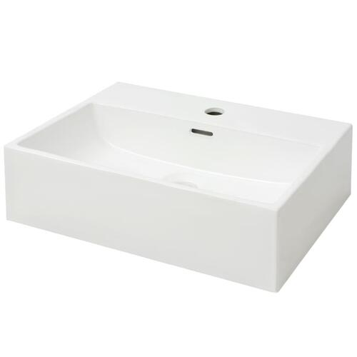Håndvask med hul til vandhane keramik 51,5x38,5x15 cm hvid