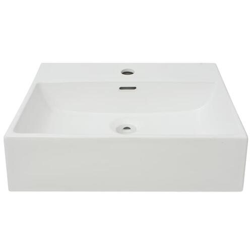 Håndvask med hul til vandhane keramik 51,5x38,5x15 cm hvid