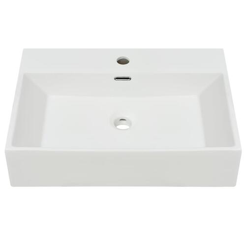 Håndvask med hul til vandhane keramik 60,5x42,5x14,5 cm hvid