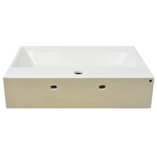 Håndvask med hul til vandhane keramik 60,5x42,5x14,5 cm hvid