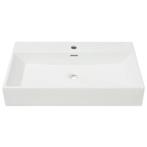 Håndvask med hul til vandhane keramik 76x42,5x14,5 cm hvid