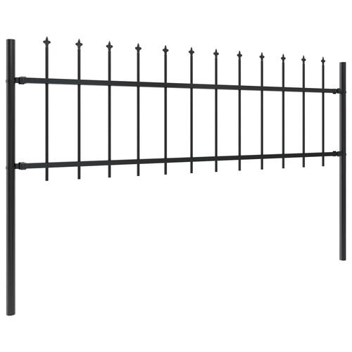 Havehegn med spydtop 5,1 x 0,6 m sort stål
