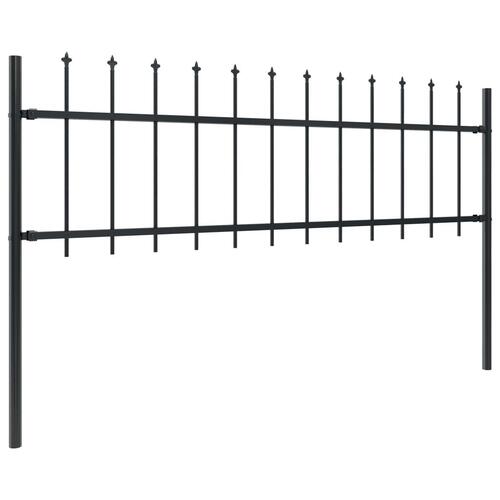 Havehegn med spydtop 6,8 x 0,6 m sort stål