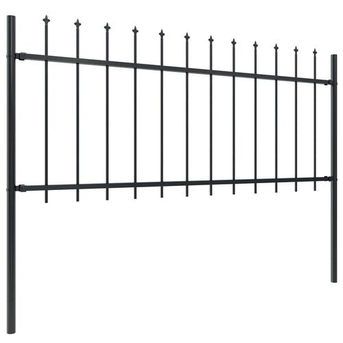 Havehegn med spydtop 5,1 x 0,8 m sort stål