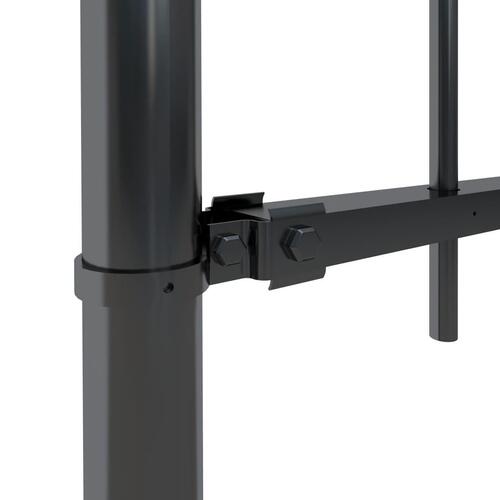 Havehegn med spydtop 11,9 x 0,8 m sort stål