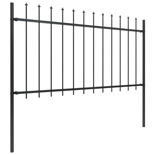 Havehegn med spydtop 10,2 x 1 m sort stål