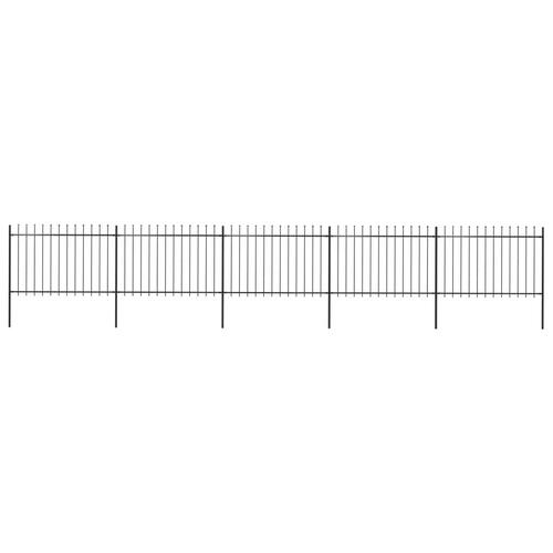 Havehegn med spydtop 8,5 x 1,2 m sort stål
