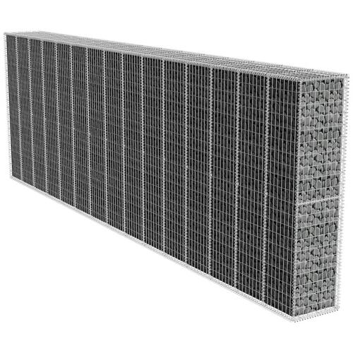 Gabionvæg med dæksel galvaniseret stål 600 x 50 x 200 cm