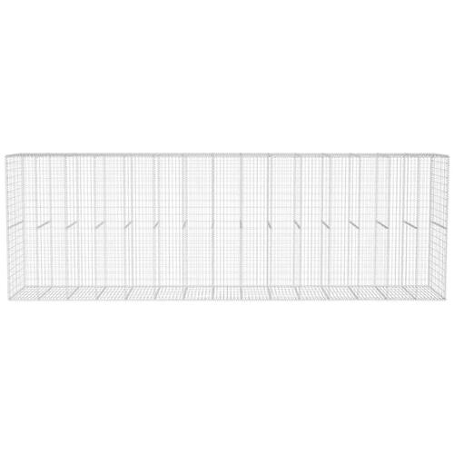 Gabionvæg med dæksel galvaniseret stål 600 x 50 x 200 cm