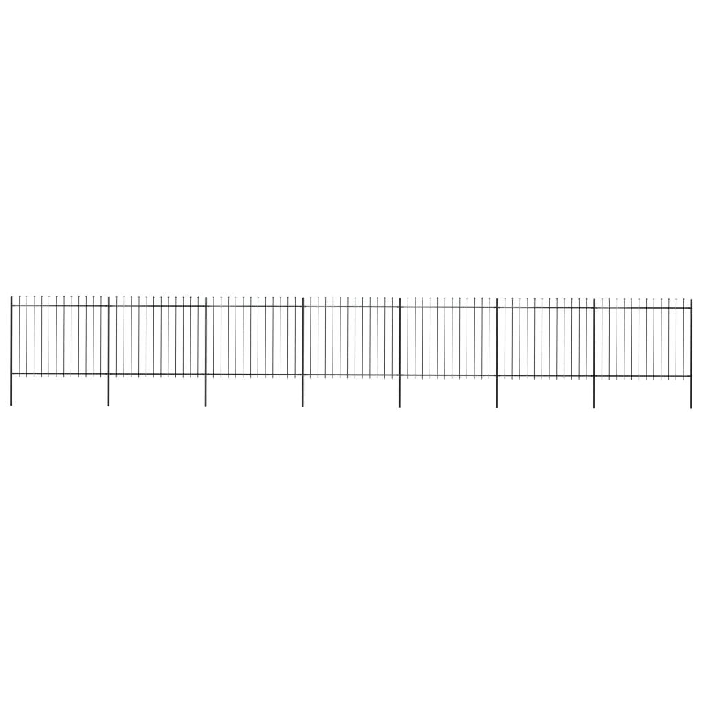 Havehegn med spydtop 11,9 x 1,5 m sort stål
