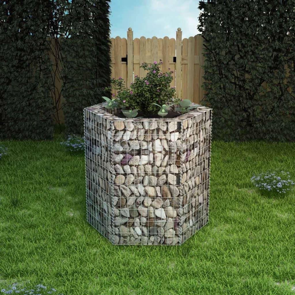 Sekskantet gabion-højbed 100x90x100 cm billede