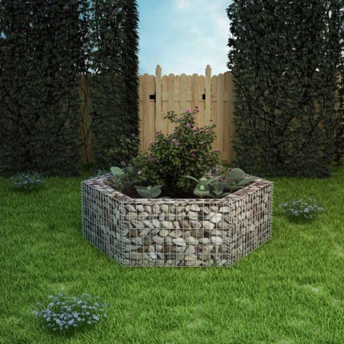 Sekskantet gabion-højbed 160×140×50 cm - galvaniseret stål