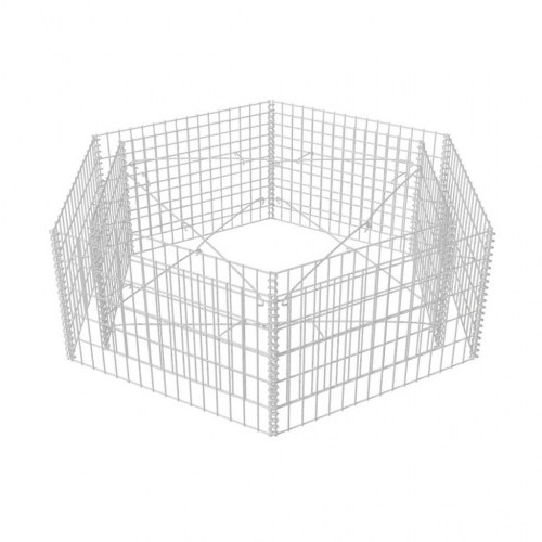 Sekskantet gabion-højbed 160×140×50 cm - galvaniseret stål