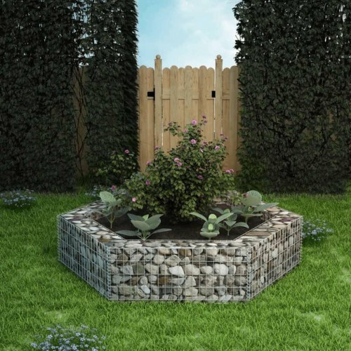 Sekskantet gabion-højbed 200 × 173 × 40 cm - galvaniseret stål