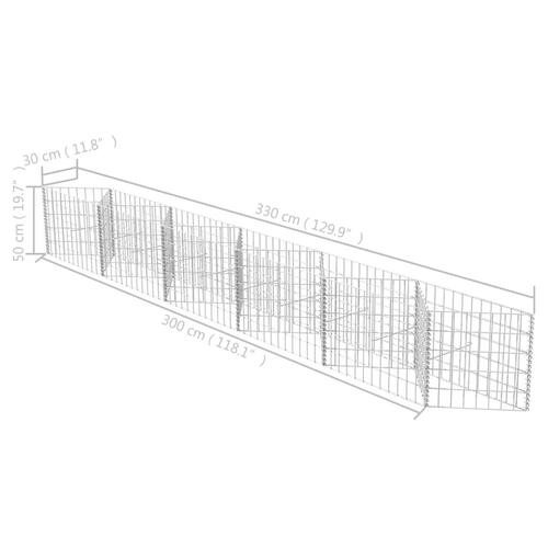 Gabionkurv galvaniseret stål 300 x 30 x 50 cm