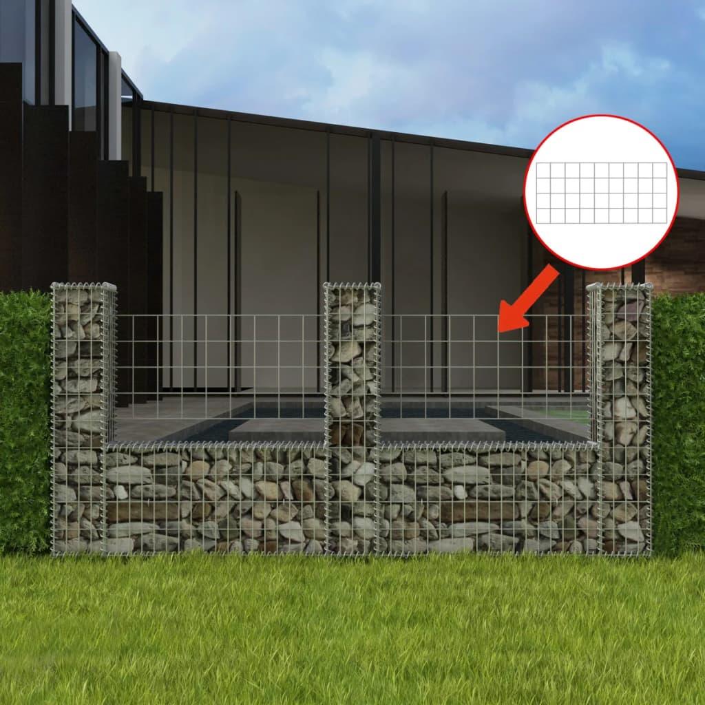 Gabionkurv U-facon galvaniseret stål 240x20x100 cm
