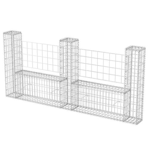 Gabionkurv U-facon galvaniseret stål 240x20x100 cm