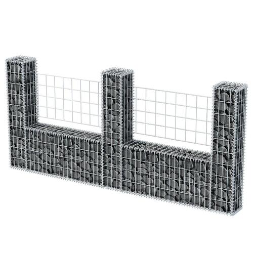 Gabionkurv U-facon galvaniseret stål 240x20x100 cm