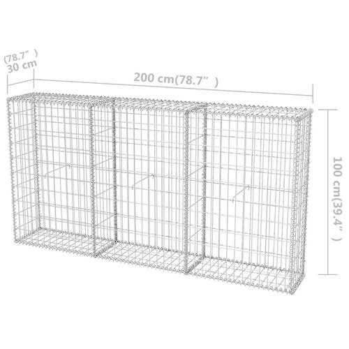 Gabionkurv 200 x 30 x 100 cm galvaniseret stål