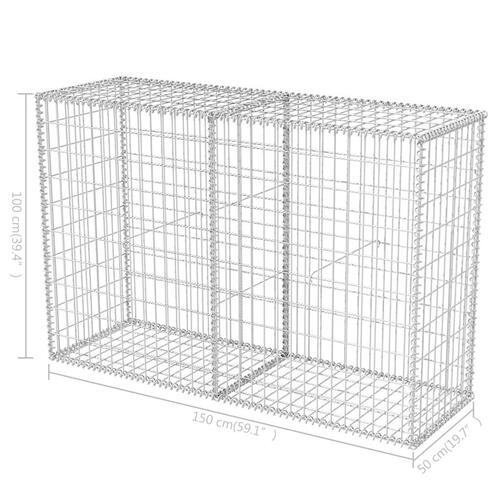 Gabionkurv galvaniseret stål 150x50x100 cm