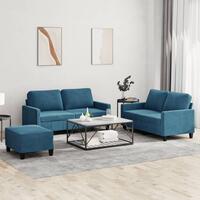 3 personers sofa med hynder velour blå