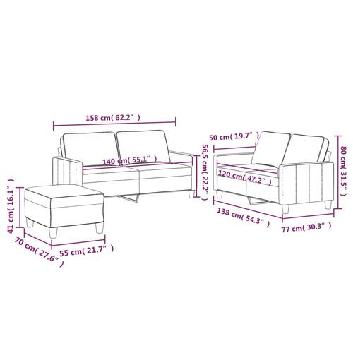 3 personers sofa med hynder velour blå