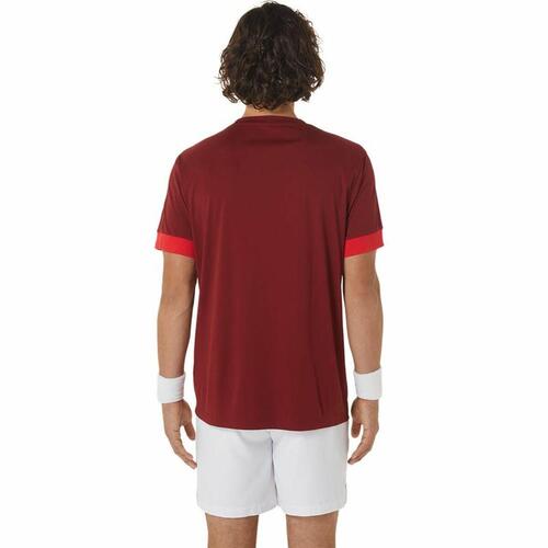 Kortærmet T-shirt til Mænd Asics Court Mørkerød Tovtrækning S