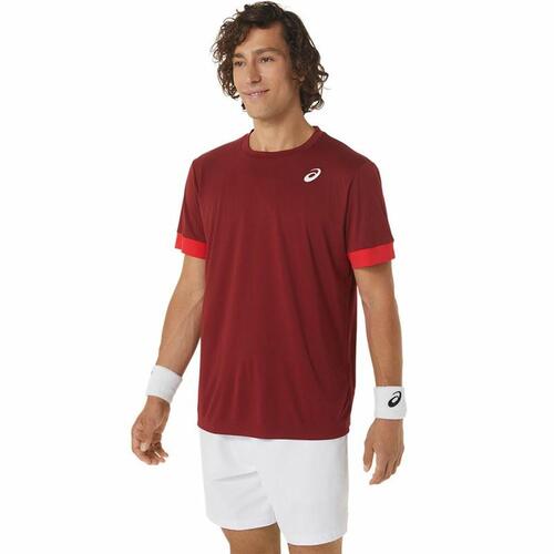 Kortærmet T-shirt til Mænd Asics Court Mørkerød Tovtrækning S