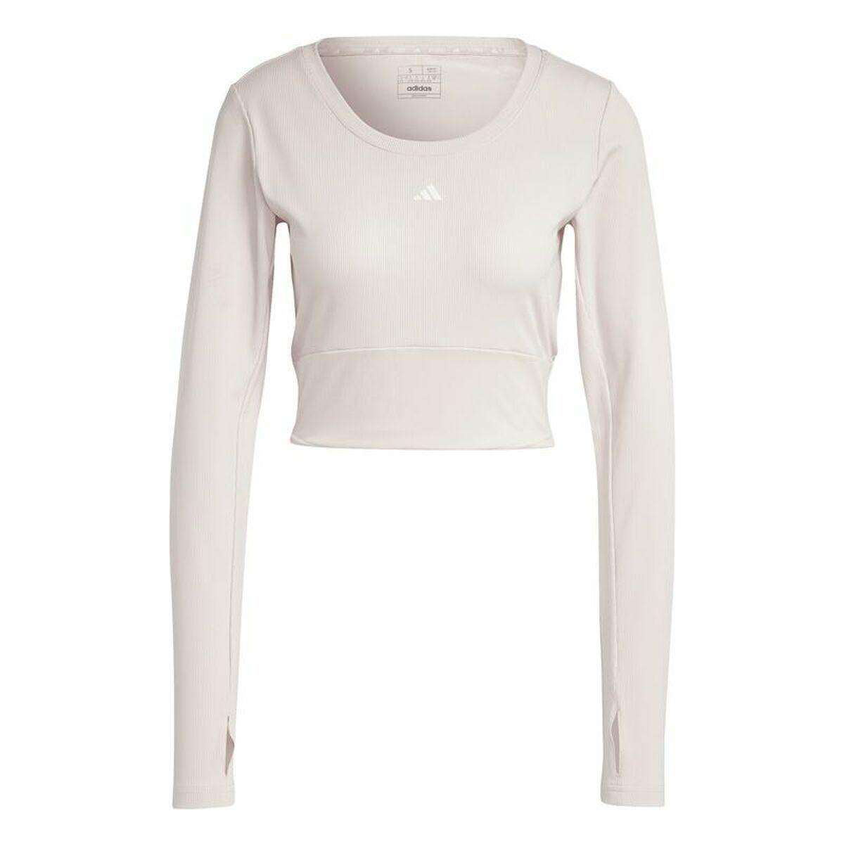 Adidas langærmet cropped T-shirt til dame - Studio, syren, XS