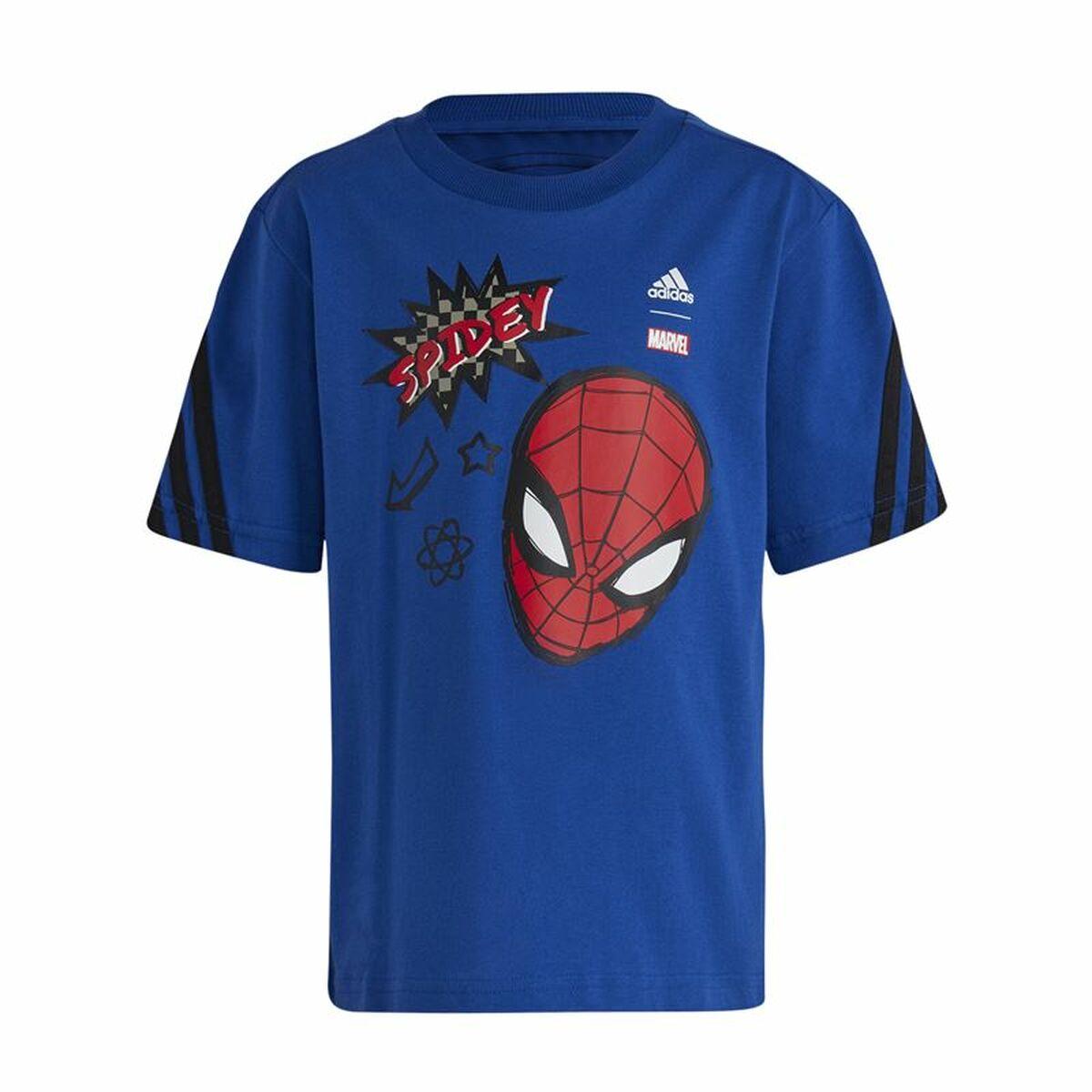 Børne Kortærmet T-shirt Adidas Spider-Man Blå 4-5 år