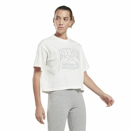 Kortærmet T-shirt til Kvinder Reebok Graphic Logo Hvid S