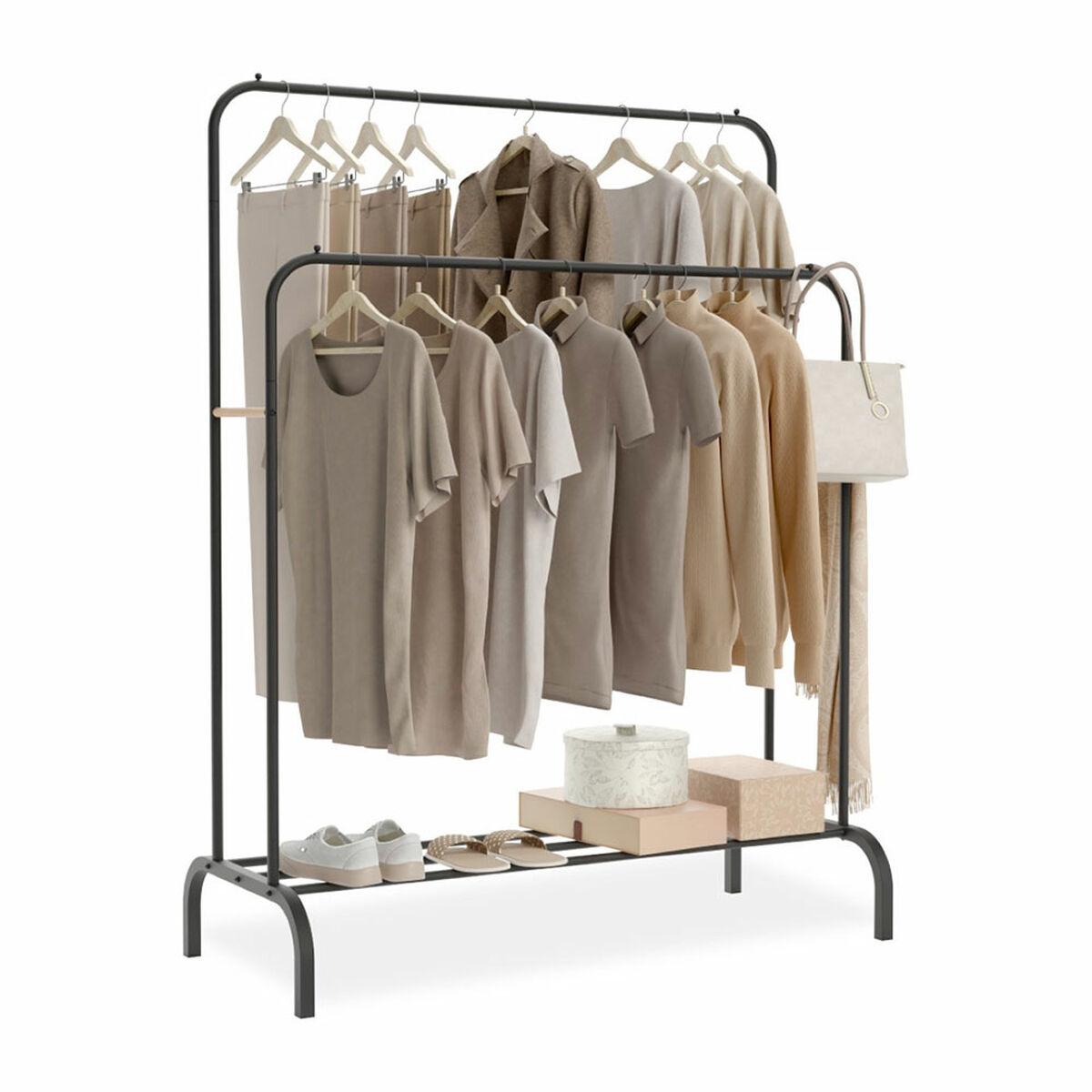 Newlux Hangy Duo 30 tøjstativ med dobbelt stang - sort metal, 115 × 50 × 150 cm