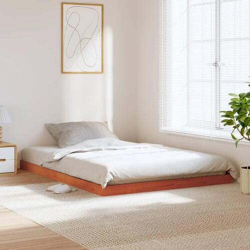 Sengeramme 140x190 cm massivt fyrretræ gyldenbrun
