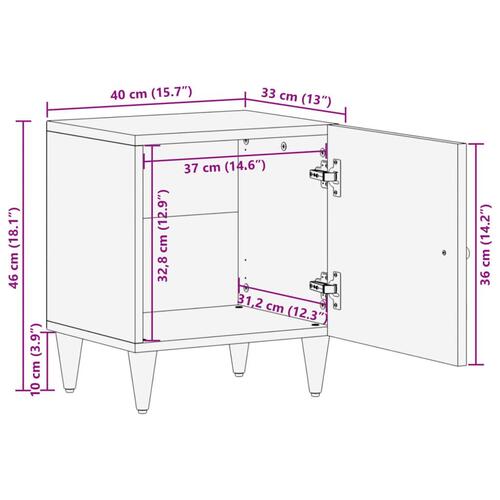 Sengebord 40x33x46 cm massivt mangotræ