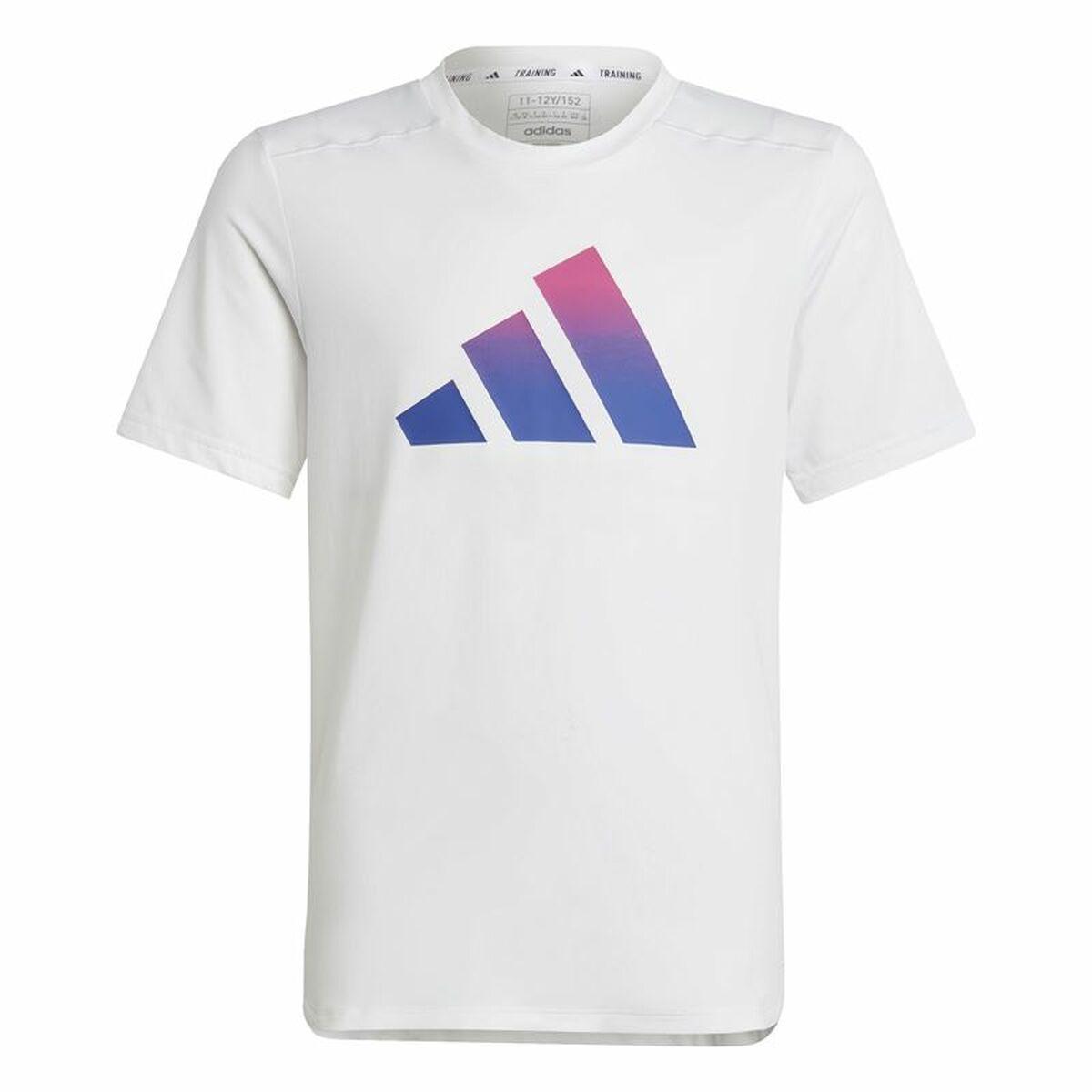 Børne Kortærmet T-shirt Adidas Train Icons Hvid 9-10 år
