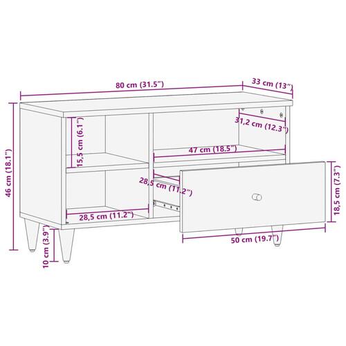 Tv-bord 80x33x46 cm massivt mangotræ