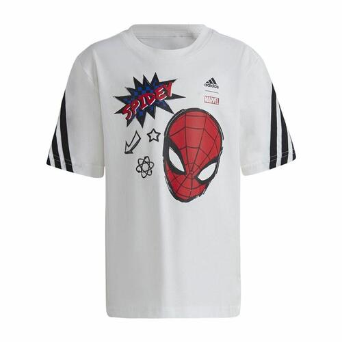 Børne Kortærmet T-shirt Adidas Spider-Man Hvid 7-8 år