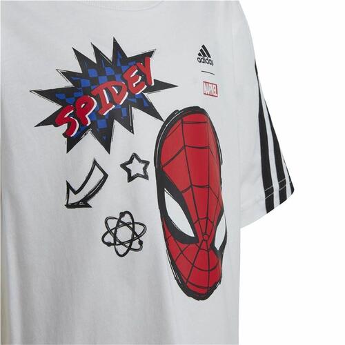 Børne Kortærmet T-shirt Adidas Spider-Man Hvid 7-8 år