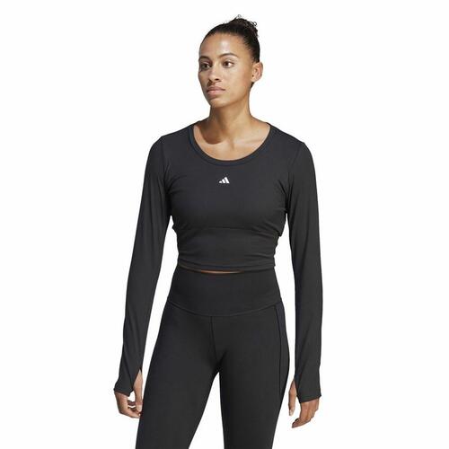 Langærmet T-shirt til Kvinder Adidas Studio Sort L