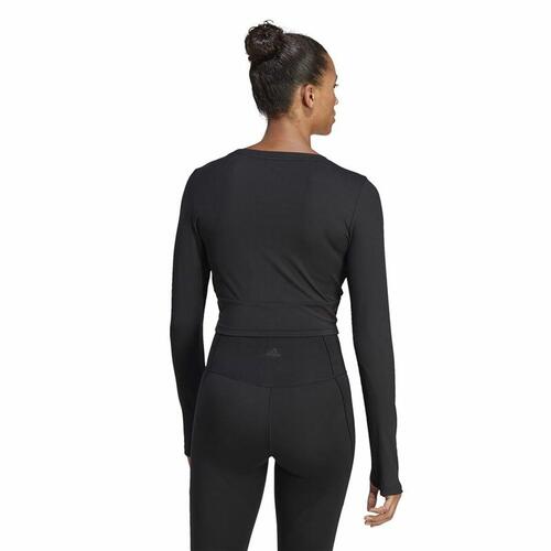 Langærmet T-shirt til Kvinder Adidas Studio Sort L