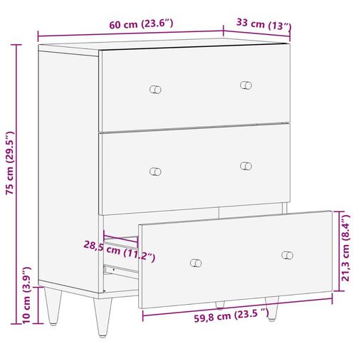 Skab 60x33x75 cm massivt mangotræ
