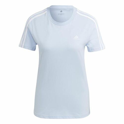 Kortærmet T-shirt til Kvinder Adidas 3 stripes Lyseblå 2XS