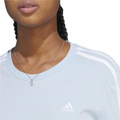 Kortærmet T-shirt til Kvinder Adidas 3 stripes Lyseblå 2XS