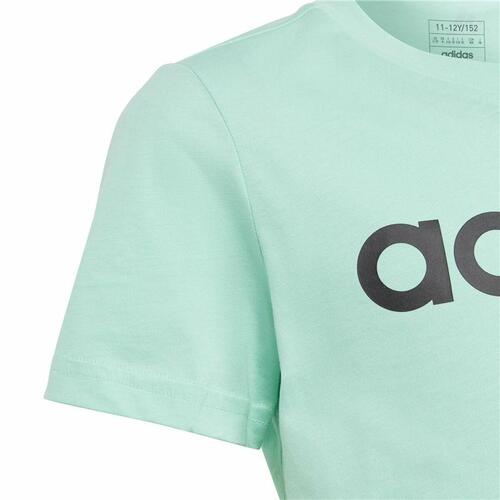 Børne Kortærmet T-shirt Adidas Linear Logo Grøn Akvamarin 9-10 år