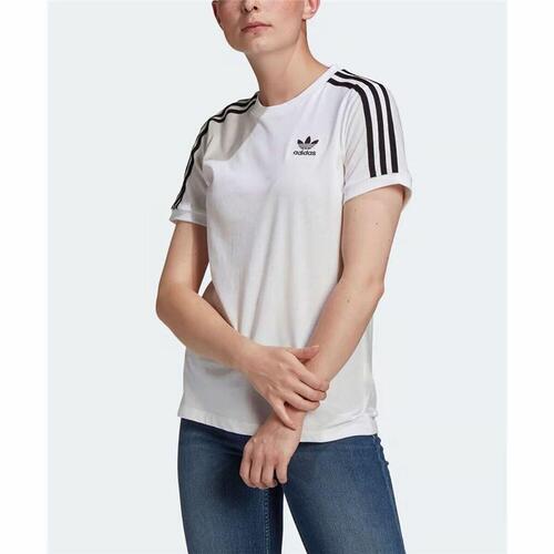 Kortærmet T-shirt til Kvinder Adidas 3 stripes Hvid 36