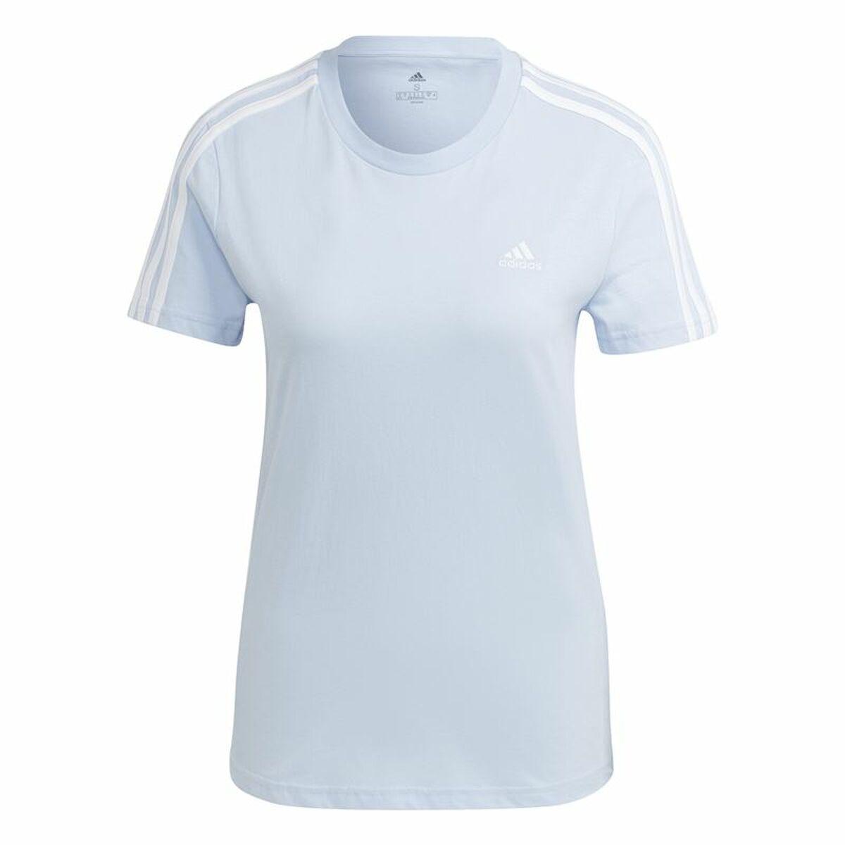 Kortærmet T-shirt til Kvinder Adidas 3 stripes Lyseblå M