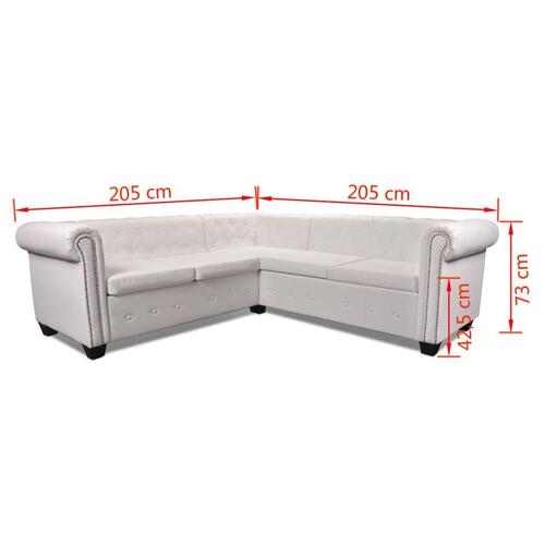 5-personers sofa Chesterfield-look kunstlæder hvid
