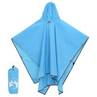 Regnponcho med hætte 223x145 cm 2-i-1 design blå