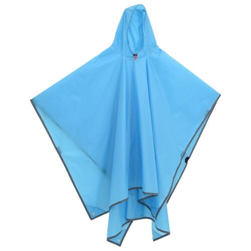 Regnponcho med hætte 223x145 cm 2-i-1 design blå
